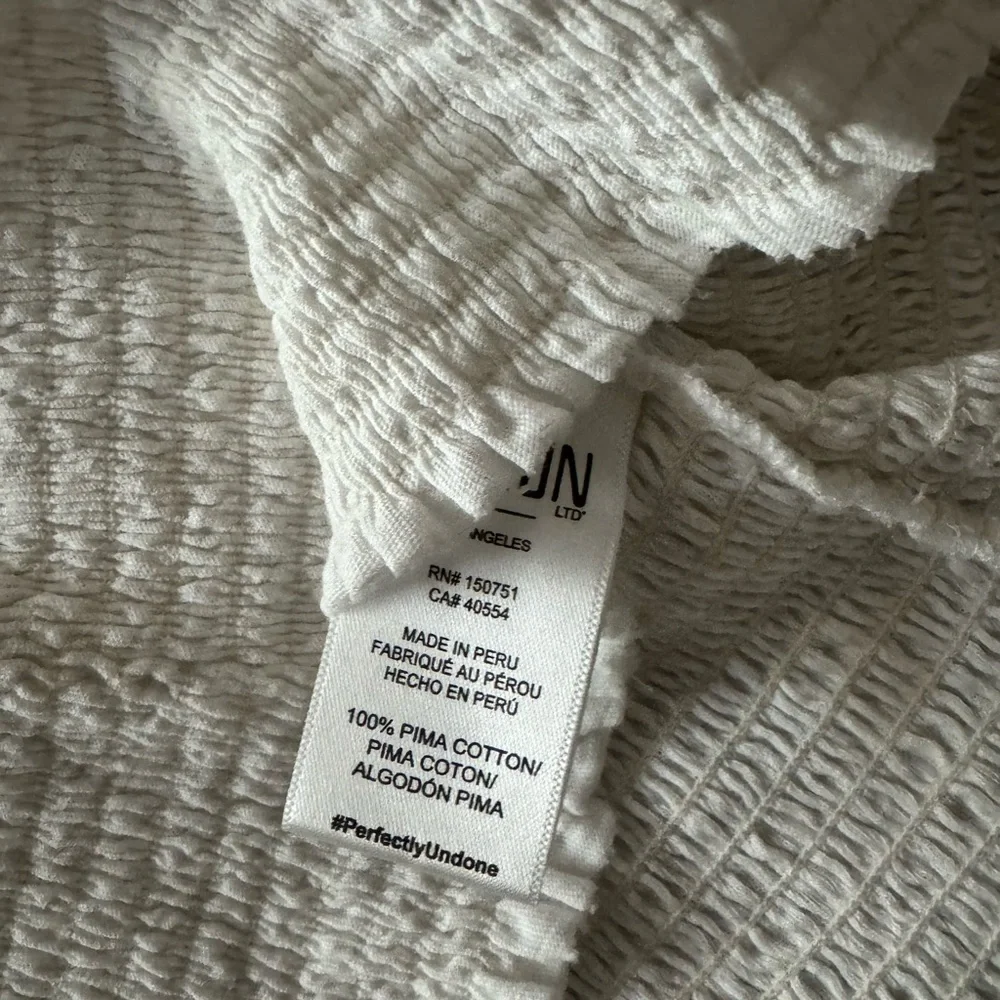 Nation Ltd Ladies White Top Popper Front Shirred Elastic Puff Sleeves Size S - Picture 6 of 9